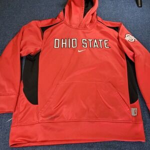 Nike Ohio State Buckeyes Therma-FIT Hoodie Red Black Youth Large 16/18 Pullover
